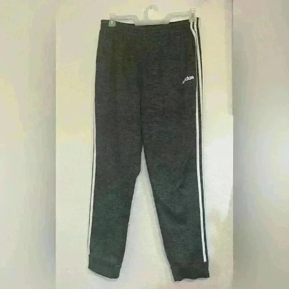 Adidas Men's Essentials Warm-Up Tapered 3-Stripes Track Pants Heather Gray Large - Picture 1 of 8